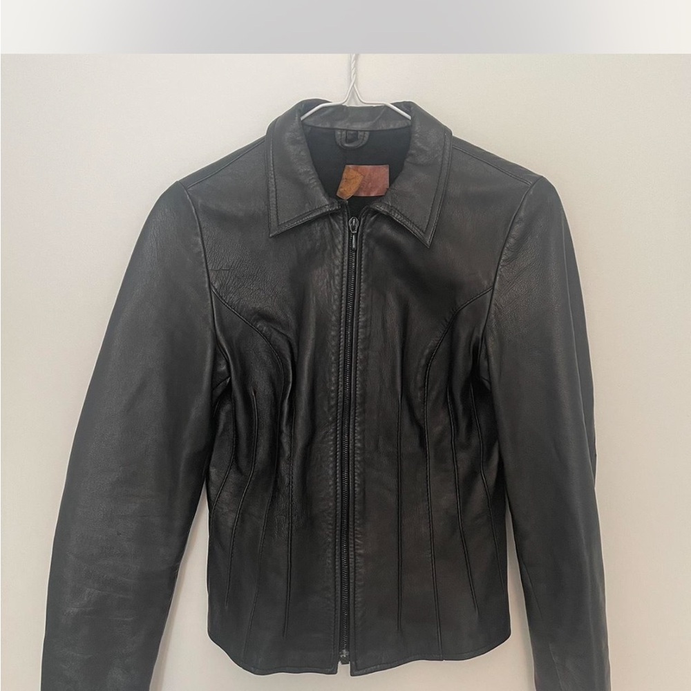 Black Corset Leather Women's Jacket